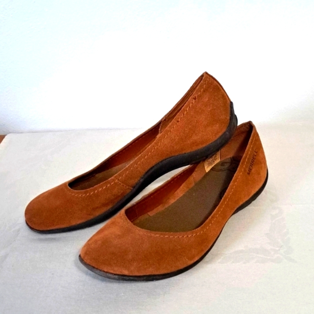 Merrell Leather Slip On Ballet Flats Shoes size 8 Brown